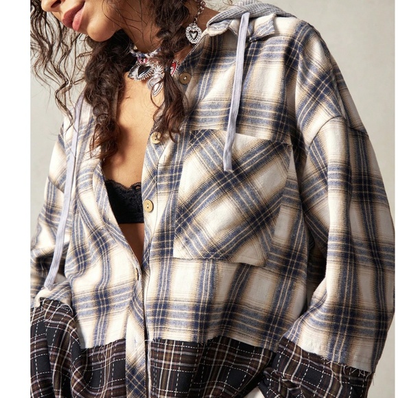 Cozy Plaid print Button Down Oversized Jacket Shacket - Picture 3 of 7